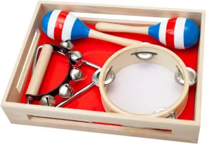 Schoenhut My Little Orchestra Toddler Musical Instruments - 2 Baby Tambourine & Kids Musical Bells, Mini Maracas for Baby, Triangle Instrument - Percussion Instruments Set - Musical Toys for Toddlers