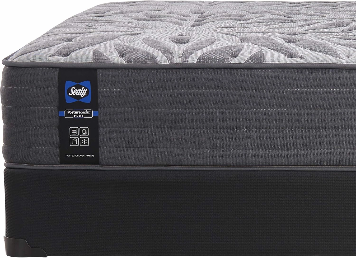 Sealy Posturepedic Plus, Tight Top 13 Plush Soft Mattress with Surface-Guard and 9-Inch Foundation, Queen, Grey
