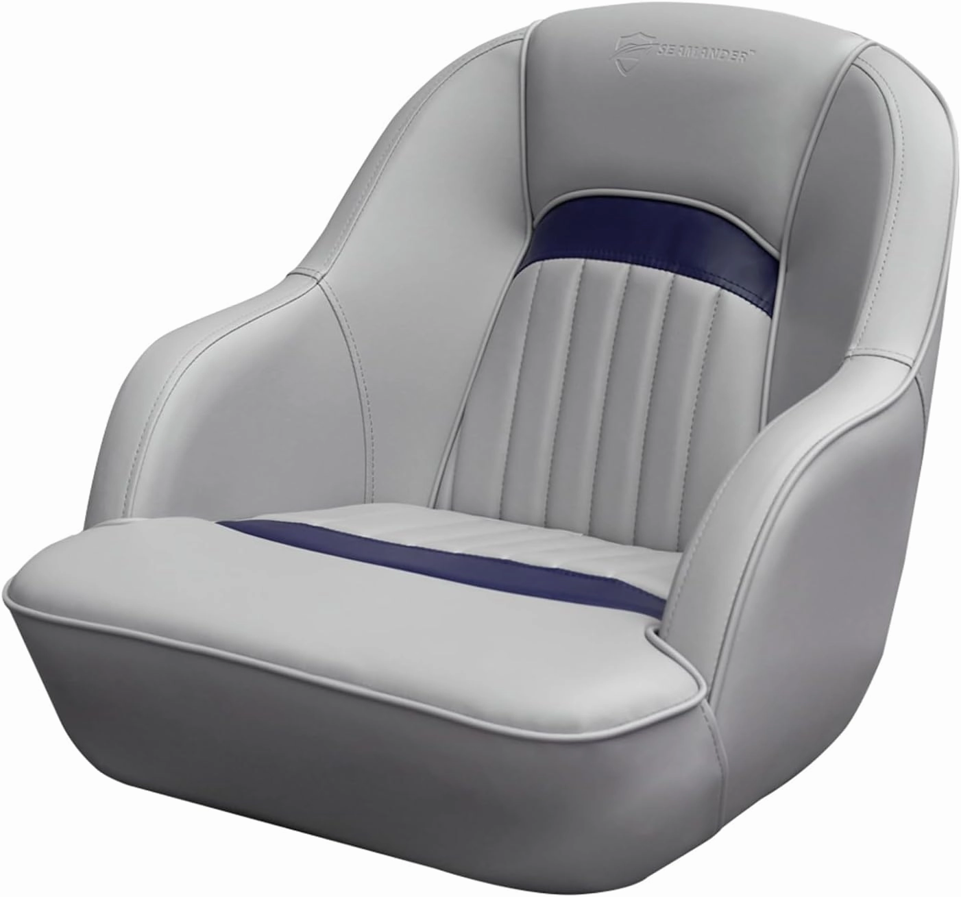 Seamander Pontoon Captains Bucket Boat Seat, 19.7H x 22.2L x 21.7D inches, Injection Molded Plastic Frame, Plush Foam Padding, Marine Grade Vinyl, 5x5 or 5x12 inch Mounting Pattern