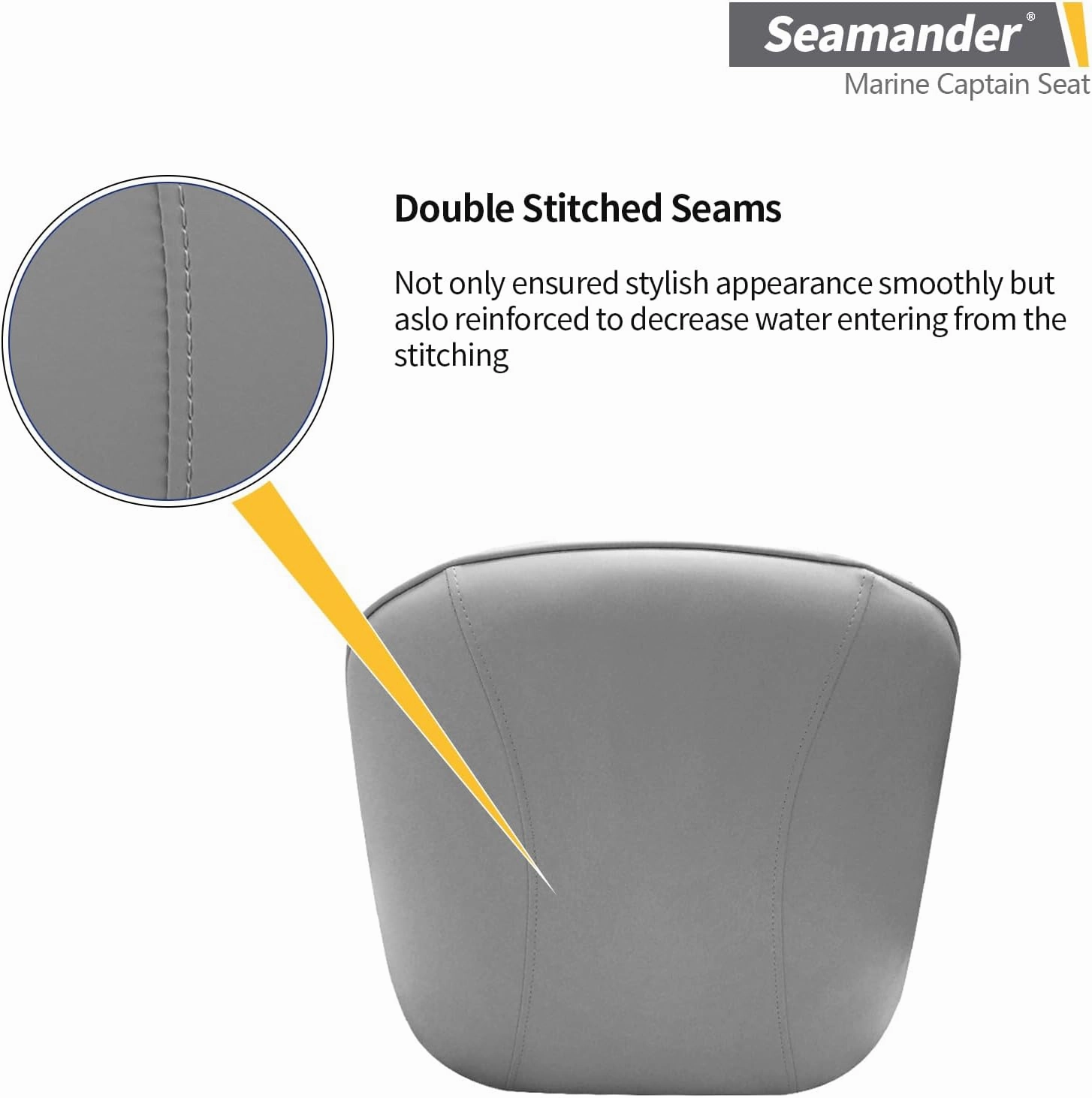 Seamander Pontoon Captains Bucket Boat Seat, 19.7H x 22.2L x 21.7D inches, Injection Molded Plastic Frame, Plush Foam Padding, Marine Grade Vinyl, 5x5 or 5x12 inch Mounting Pattern