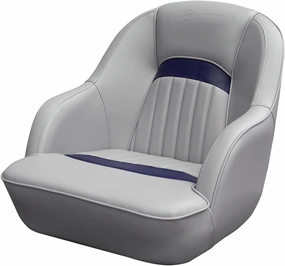 Seamander Pontoon Captains Bucket Boat Seat, 19.7H x 22.2L x 21.7D inches, Injection Molded Plastic Frame, Plush Foam Padding, Marine Grade Vinyl, 5x5 or 5x12 inch Mounting Pattern