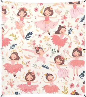 Seamless Pattern Cute Ballerina Beach Cabana UPF50  Protection Easy Setup Sun Shade with Carrying Bag for Backyard and Camping