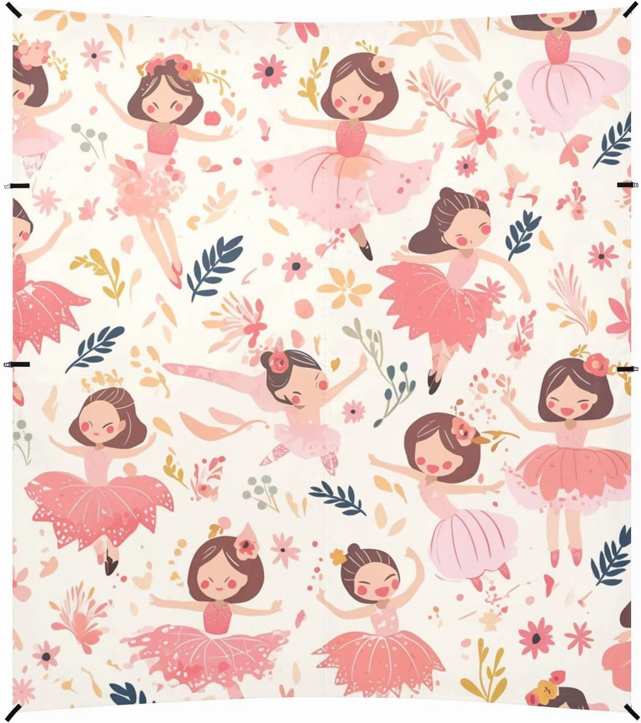 Seamless Pattern Cute Ballerina Beach Cabana UPF50  Protection Easy Setup Sun Shade with Carrying Bag for Backyard and Camping