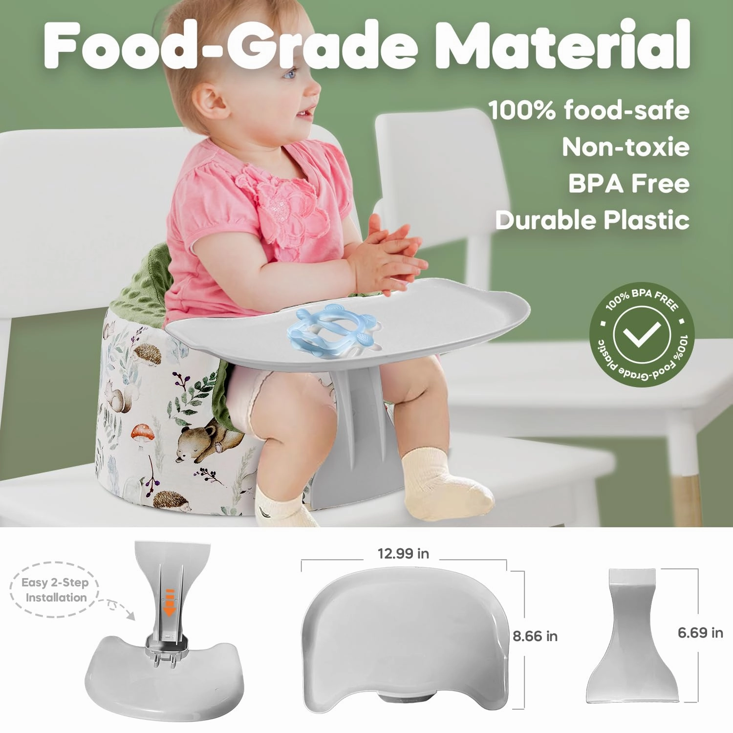 Seat Cover and Tray Sets Accessory Compatible with Bumbo Floor Seat for Baby,Breathable Accessory Compatible with Baby Seat - Easy to Install and Remove - Forest