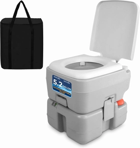 SereneLife 5.2 Gallon Portable Camping Toilet with Carry Bag For Adults, Leak Proof Toilet with Detachable Waste Tank and Level Indicator, Portable Potty for Camping, Hiking, and Boating