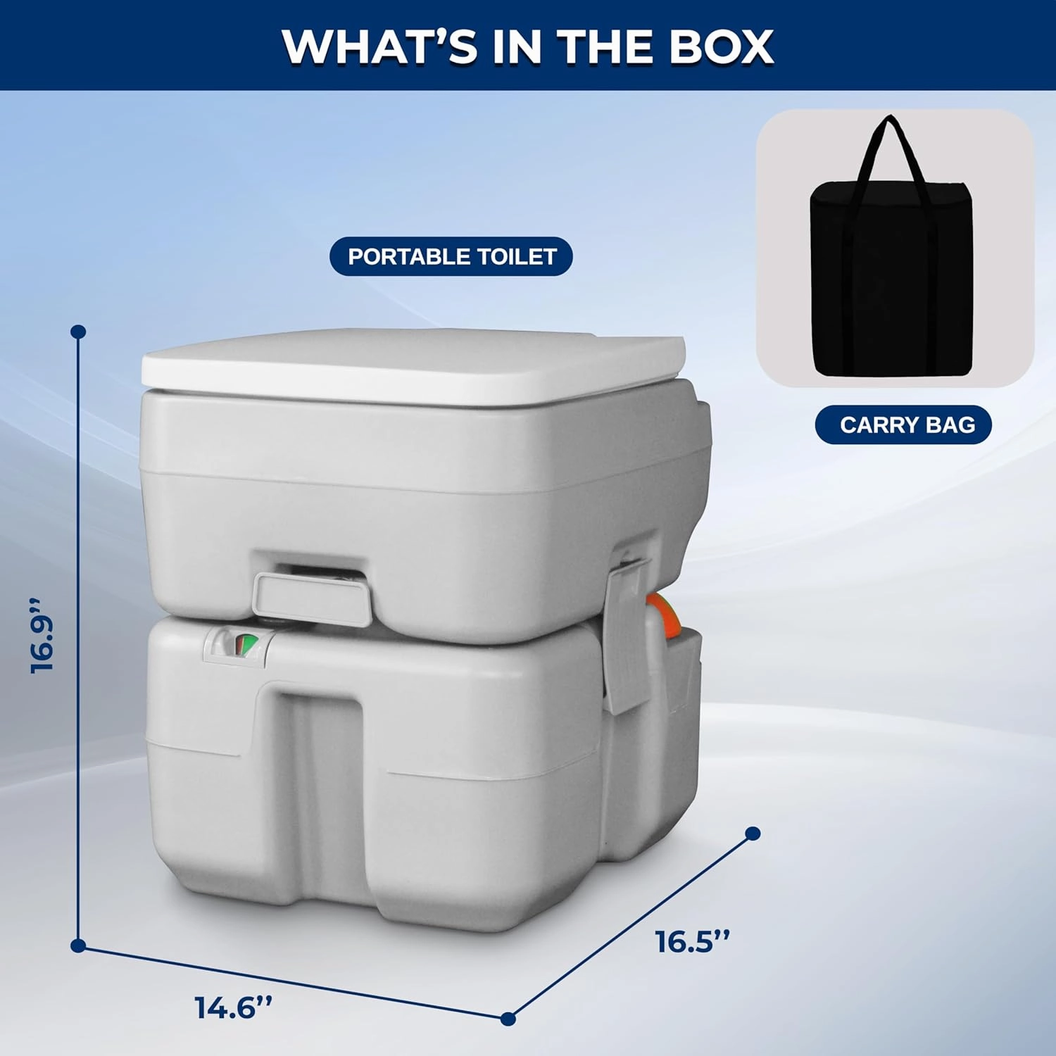 SereneLife 5.2 Gallon Portable Camping Toilet with Carry Bag For Adults, Leak Proof Toilet with Detachable Waste Tank and Level Indicator, Portable Potty for Camping, Hiking, and Boating