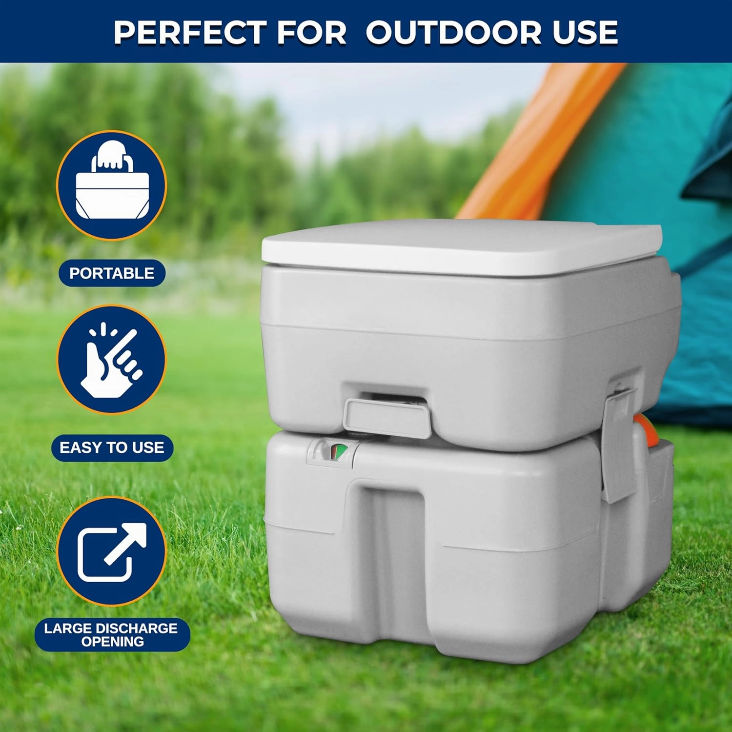 SereneLife 5.2 Gallon Portable Camping Toilet with Carry Bag For Adults, Leak Proof Toilet with Detachable Waste Tank and Level Indicator, Portable Potty for Camping, Hiking, and Boating