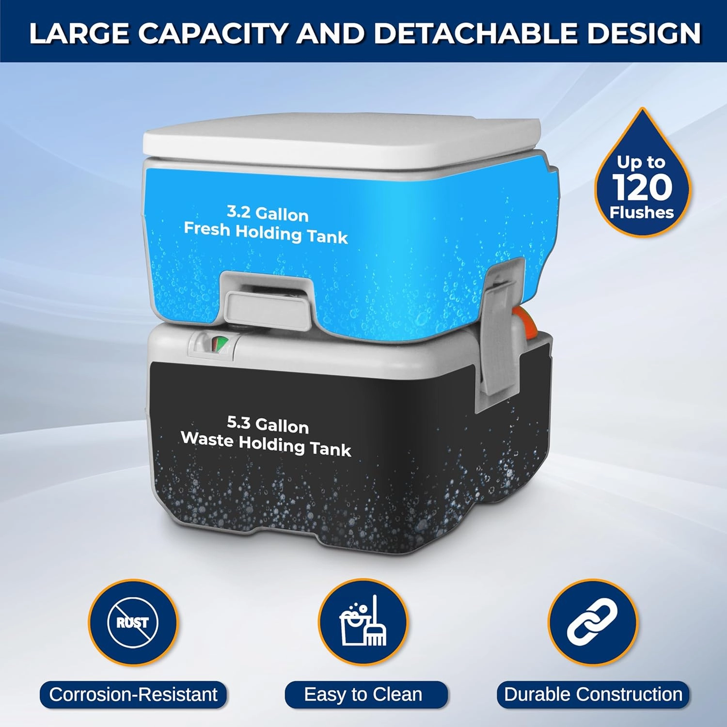 SereneLife 5.2 Gallon Portable Camping Toilet with Carry Bag For Adults, Leak Proof Toilet with Detachable Waste Tank and Level Indicator, Portable Potty for Camping, Hiking, and Boating