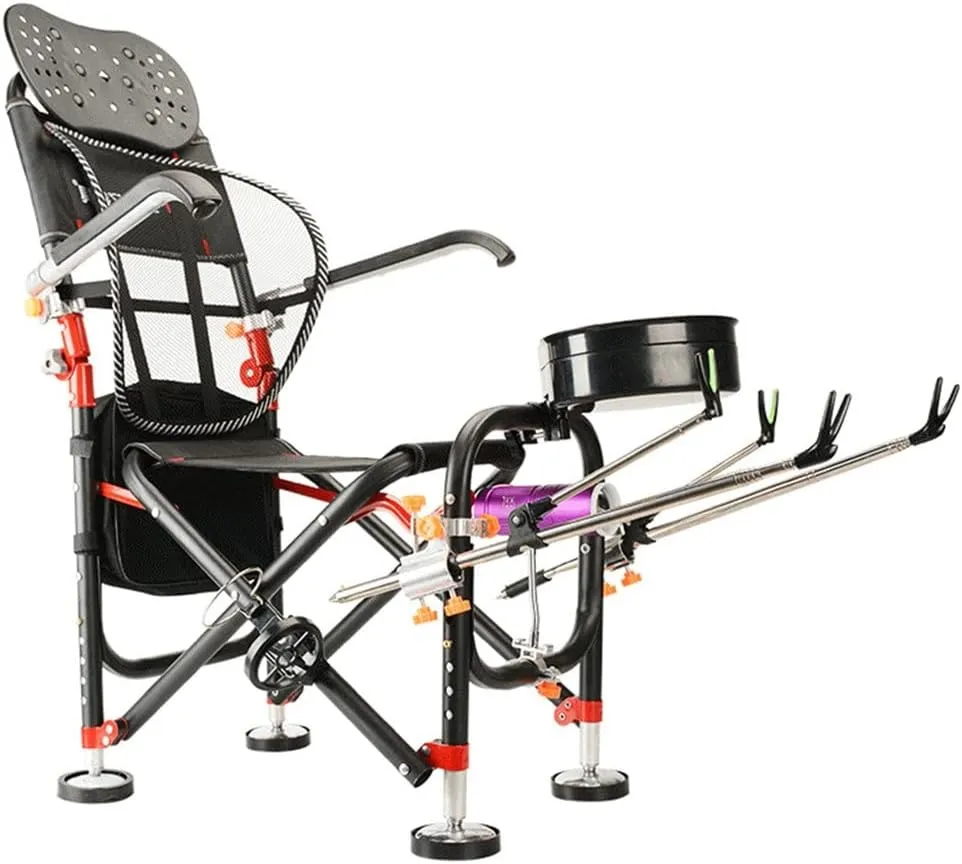 SEYFI Camping Chairs,Fishing Chair Beach Chairng Load-Beachair Outdoor Folding Fishing Chair Set Recliner Multi-Function Fishing Chair/D/Light Grey