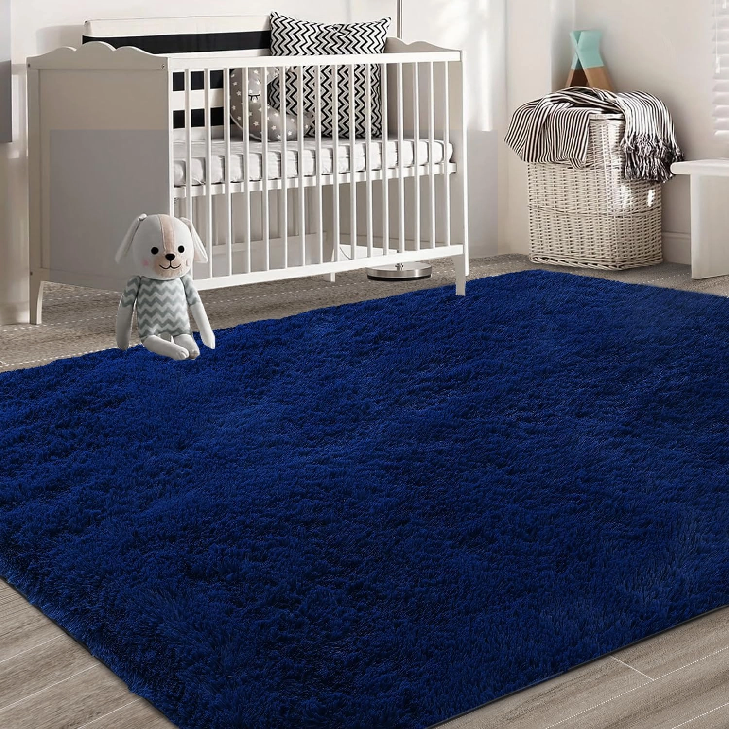 Shag Area Rugs for Bedroom Living Room,4X6 Ultra Soft Fluffy Area Rugs for Dorm, Indoor Carpet Nursery Rugs for Kids Room Home Decor, Navy Blue