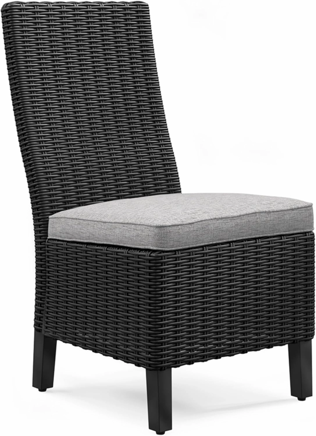 Signature Design by Ashley Beachcroft Casual Weather Resistant Armless Outdoor Side Chair with Cushion, Set of 2, Light Gray & Black