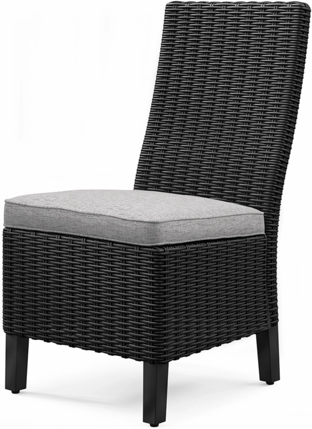 Signature Design by Ashley Beachcroft Casual Weather Resistant Armless Outdoor Side Chair with Cushion, Set of 2, Light Gray & Black