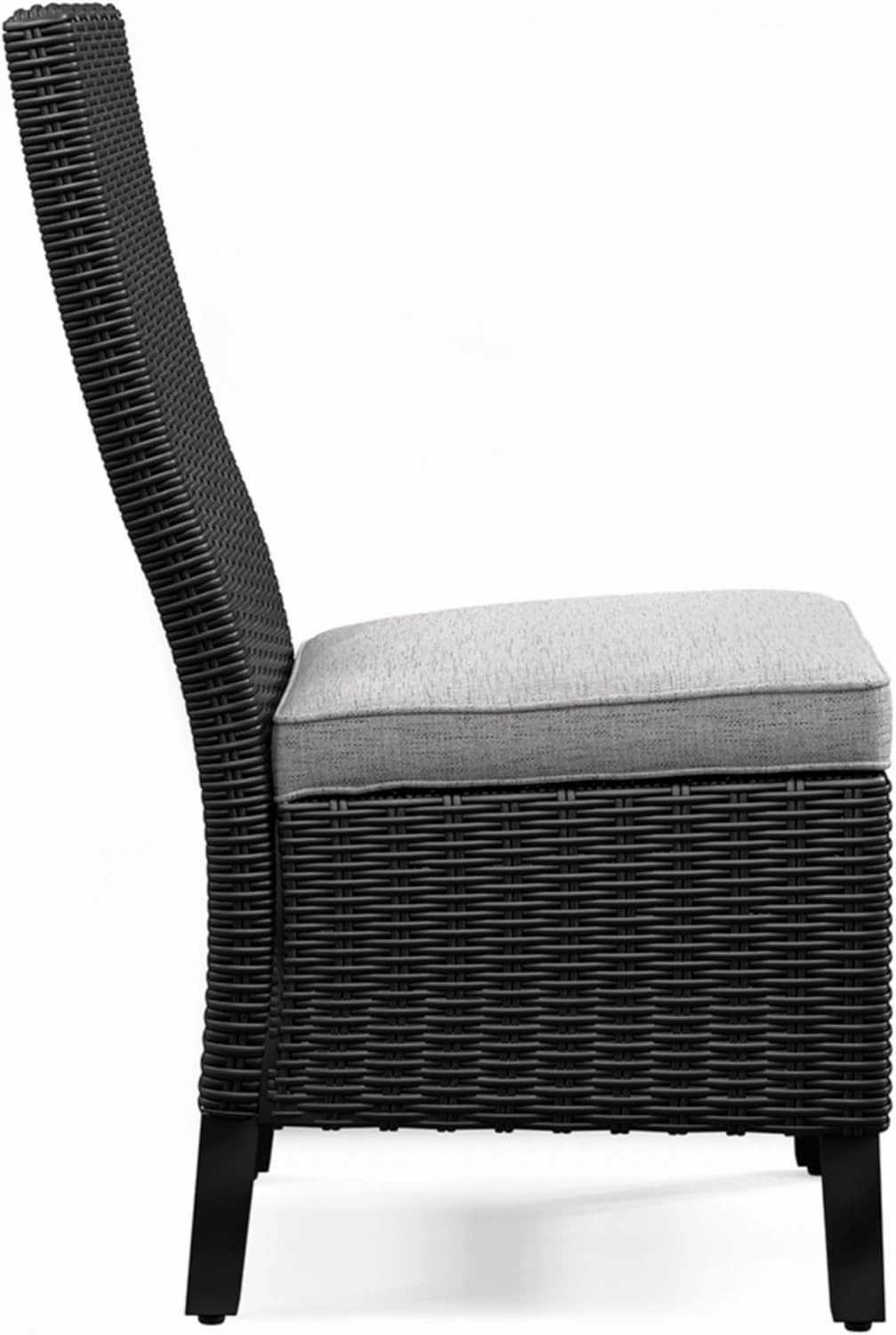 Signature Design by Ashley Beachcroft Casual Weather Resistant Armless Outdoor Side Chair with Cushion, Set of 2, Light Gray & Black