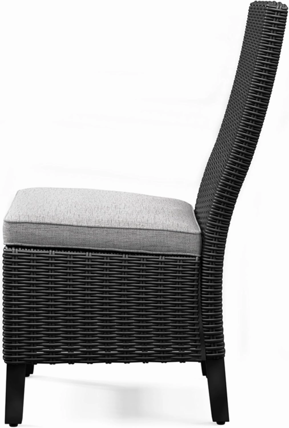 Signature Design by Ashley Beachcroft Casual Weather Resistant Armless Outdoor Side Chair with Cushion, Set of 2, Light Gray & Black