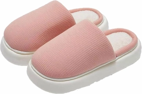 Simple Knitted Fabric Material Latex Cotton Slippers Soft Fluffy Warm Cozy Home Non-Slip Women Style Casual Memory Foam Slides Indoor Outdoor Anti-Skid