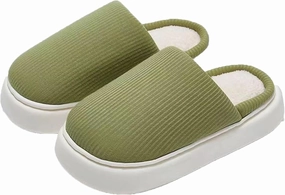 Simple Knitted Fabric Material Latex Cotton Slippers Soft Fluffy Warm Cozy Home Non-Slip Women Style Casual Memory Foam Slides Indoor Outdoor Anti-Skid