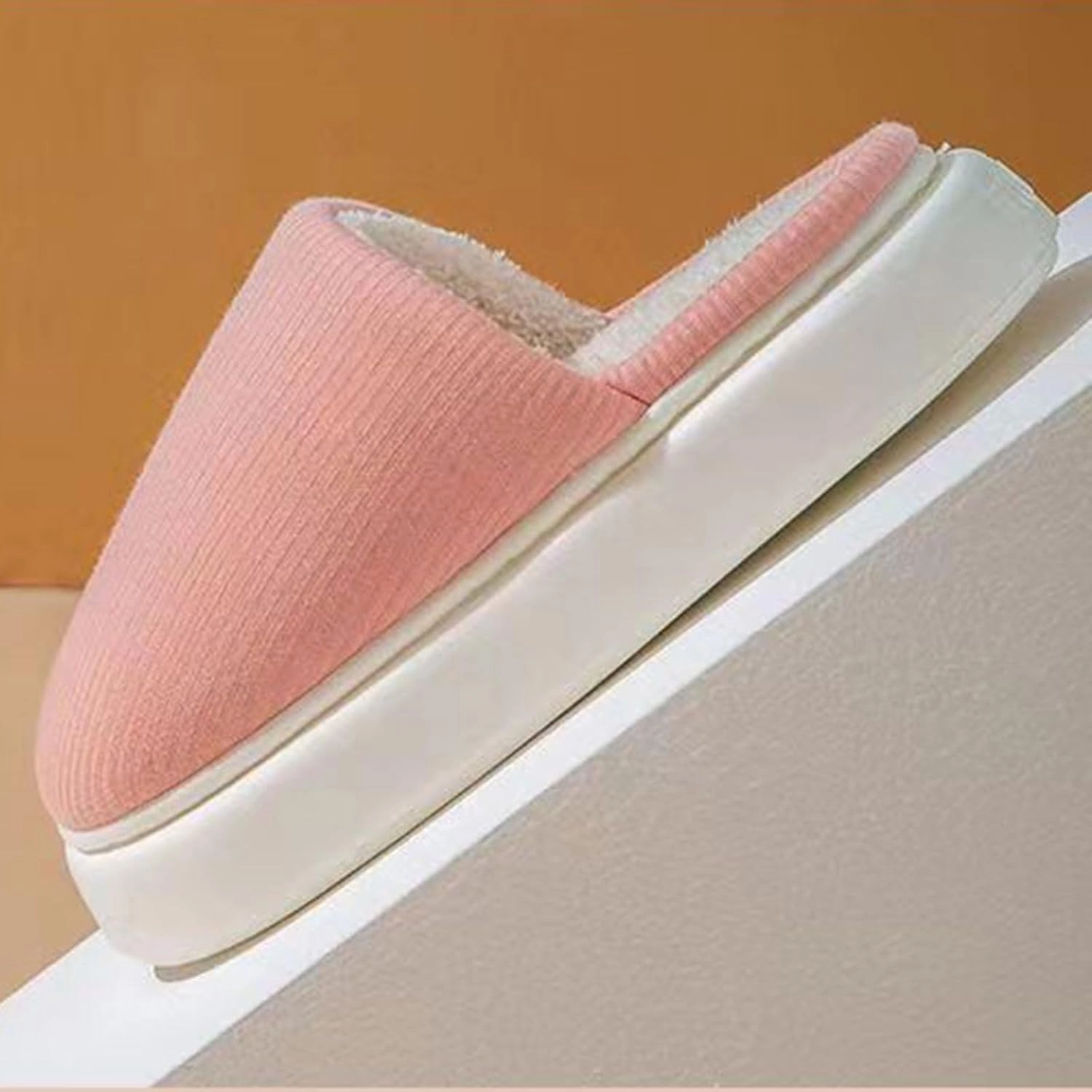 Simple Knitted Fabric Material Latex Cotton Slippers Soft Fluffy Warm Cozy Home Non-Slip Women Style Casual Memory Foam Slides Indoor Outdoor Anti-Skid