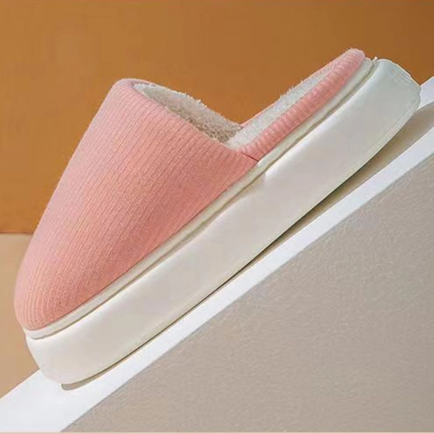 Simple Knitted Fabric Material Latex Cotton Slippers Soft Fluffy Warm Cozy Home Non-Slip Women Style Casual Memory Foam Slides Indoor Outdoor Anti-Skid