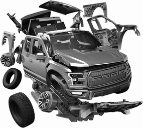 Skill 1 Model Kit Pickup Truck Gray Snap Together Snap Together Painted Plastic Model Car Kit by Airfix Quickbuild J6053