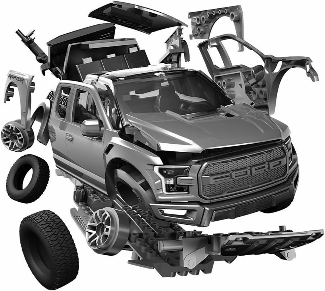 Skill 1 Model Kit Pickup Truck Gray Snap Together Snap Together Painted Plastic Model Car Kit by Airfix Quickbuild J6053