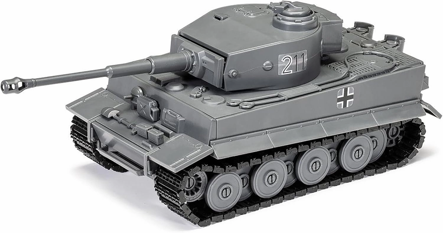 Skill 1 Model Kit Tiger I Tank German Army Snap Together Painted Plastic Model Tank Kit 1/35 Scale by Airfix Quickbuild J6041