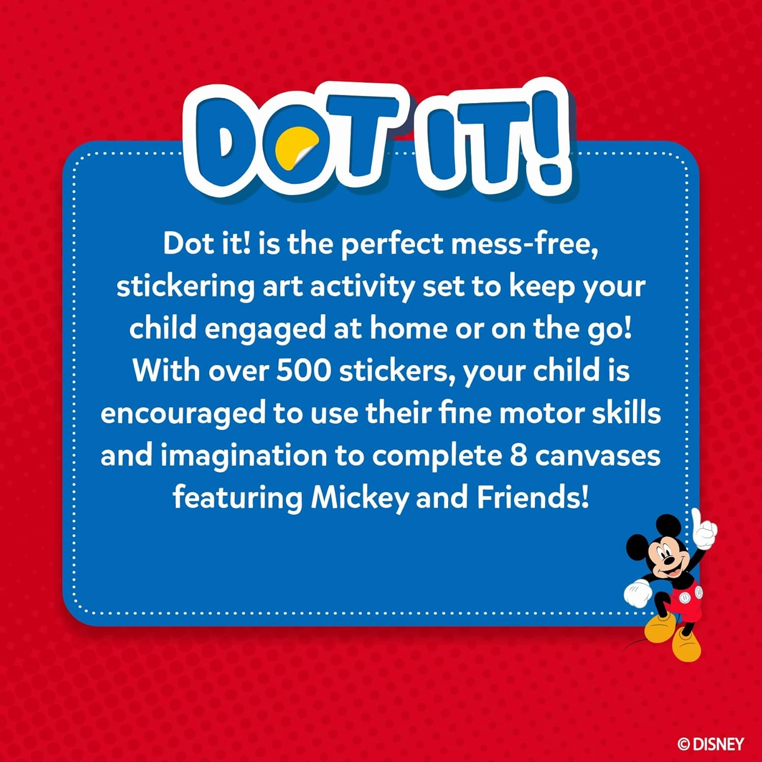 Skillmatics Dot It Sticker Art - Disney Mickey & Friends, Mess-Free Fun for Kids, 500  Stickers, Craft Kits, DIY Scrapbooking Activity, Travel Toys, Gifts for Boys & Girls Ages 3, 4, 5, 6, 7