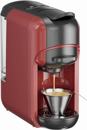 Small Espresso Machine 1450W Single & Lungo Serve Coffee Maker Programmable for Two Capsules/Coffee Powder - 20Bar High Pressure Barista Pump For Latte, Cappuccino