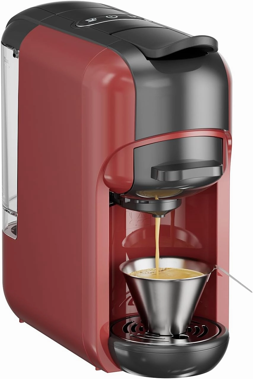 Small Espresso Machine 1450W Single & Lungo Serve Coffee Maker Programmable for Two Capsules/Coffee Powder - 20Bar High Pressure Barista Pump For Latte, Cappuccino