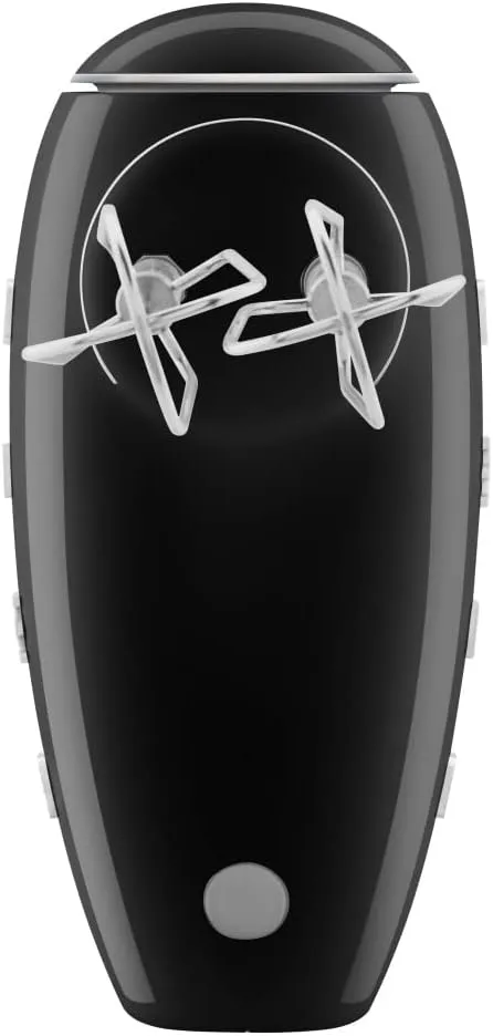 SMEG Black 50's Retro Style Electric Hand Mixer with Set of Beaters, Set of Dough Hooks and Set of Whisks