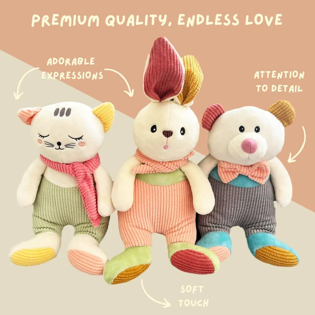 Soft and Cute Corduroy Bailey Bunny Stuffed Animal Plush Toy, Adorable Gift for Toddlers and Kids 14 Inches Green