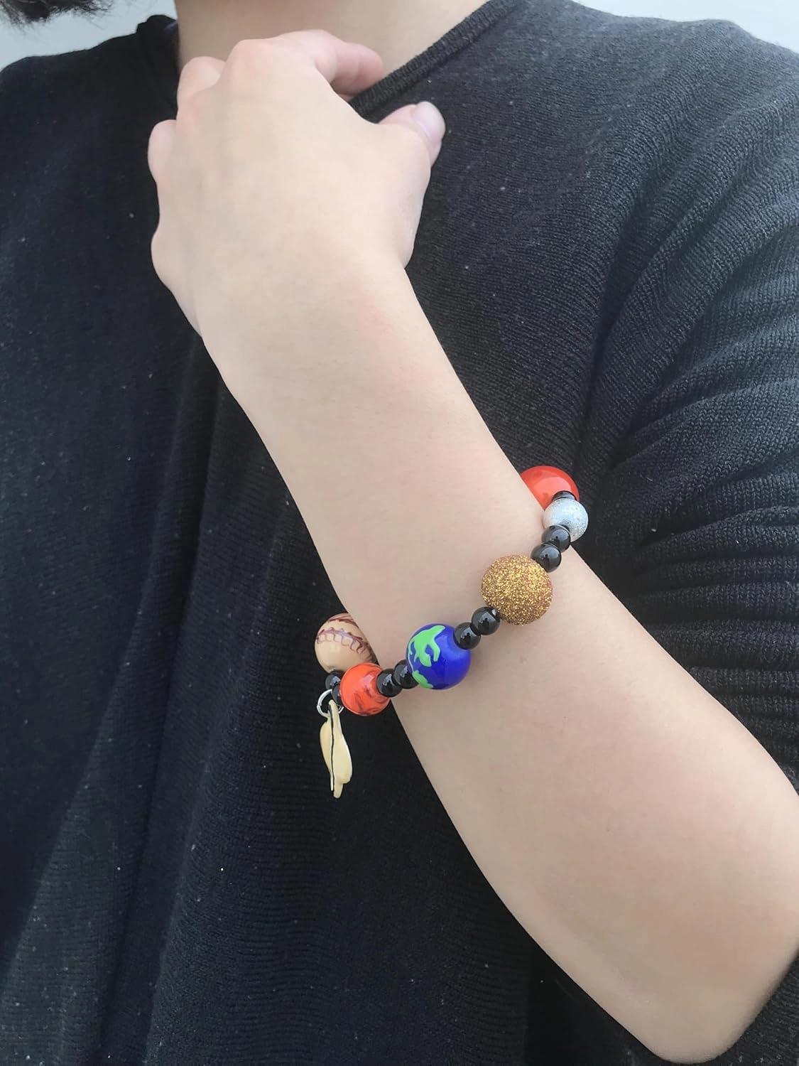 Solar System Bracelet Jewelry – Galaxy Space Solar System Planet Universe Earth Astronomy Beaded Bracelet – Blue Miniverse Charm Bracelet Gift For Women