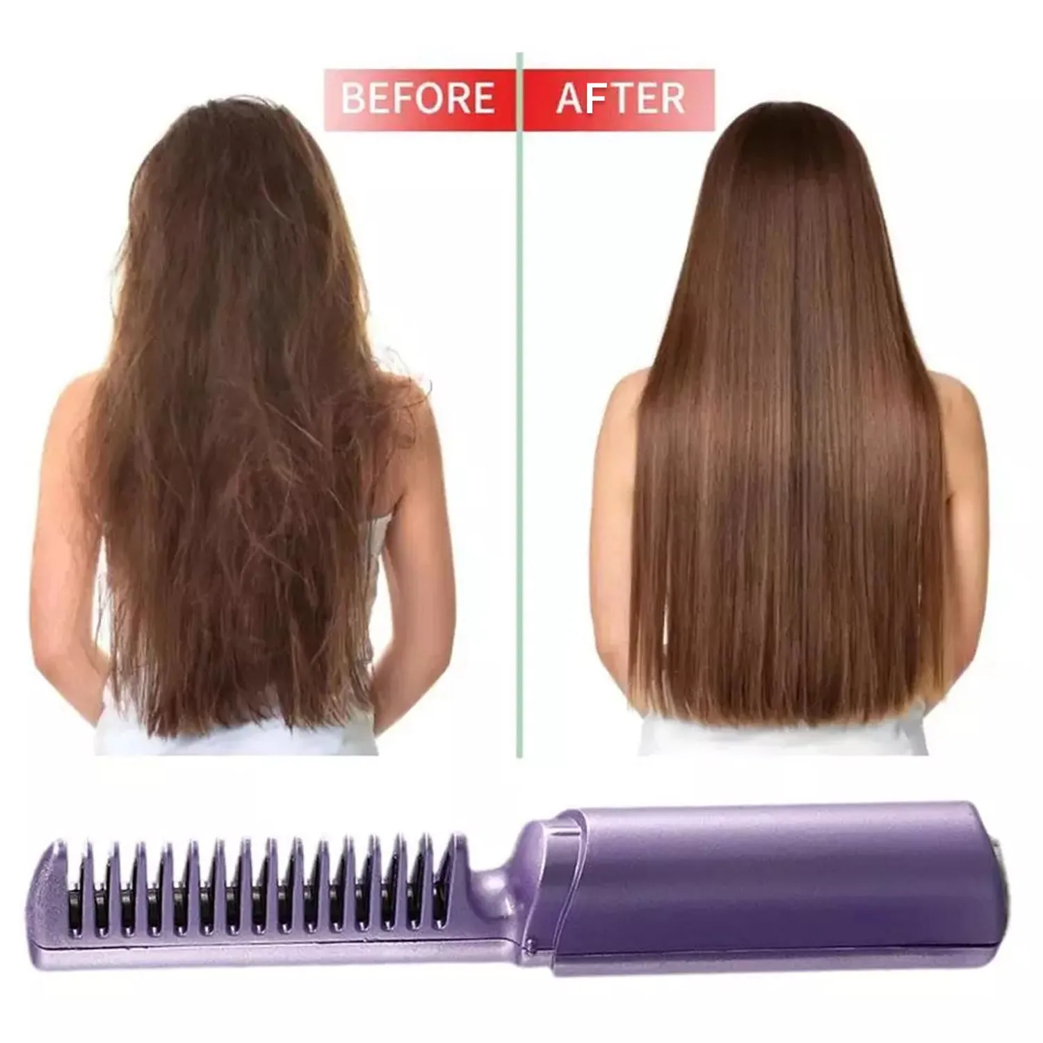 SOVELY Rechargeable Mini Hair Straightener Travel Portable USB Charging Cordless Hair Straightener Brush Three Temperature Adjustments Flat Iron Comb