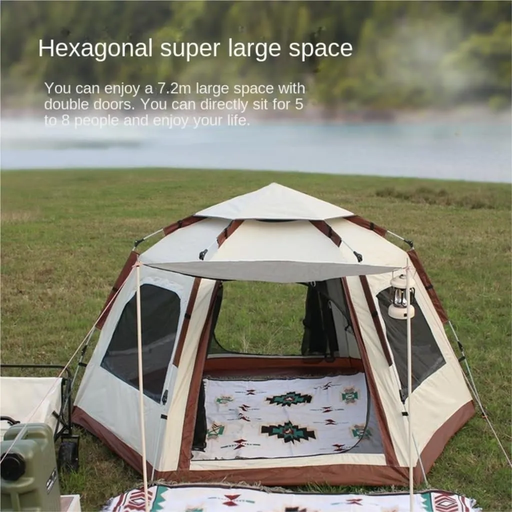 Spacious and Lightweight Hexagonal Tent Folding Portable Thickened No-Setup Family Camping Outdoor Fully Automatic Quick-Opening Tent Outdoor Tent