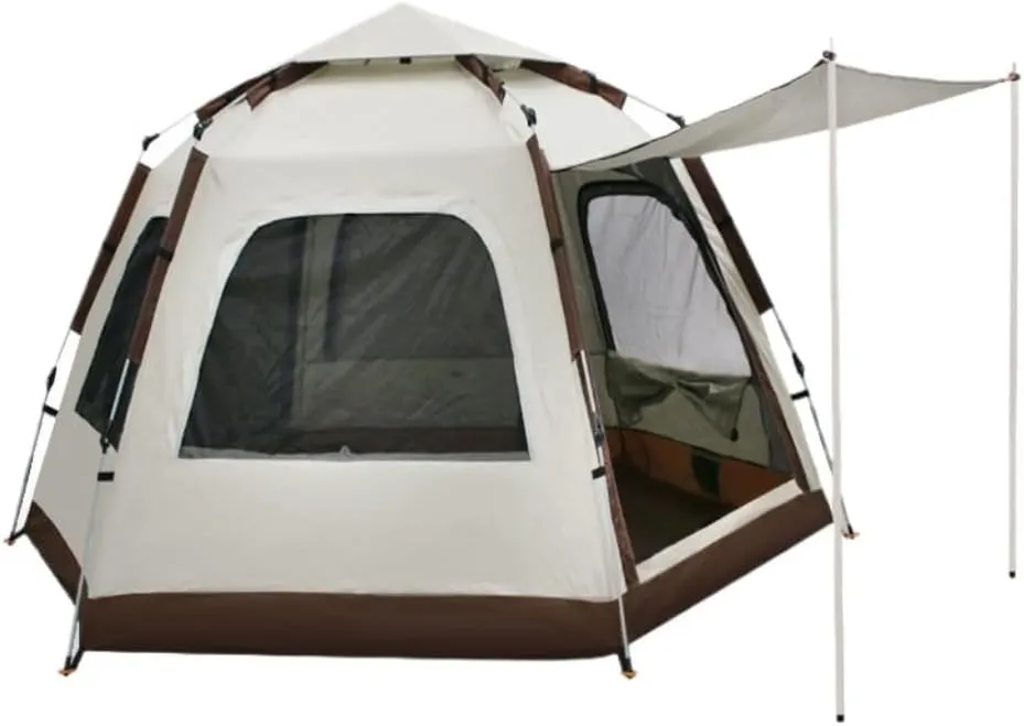 Spacious and Lightweight Hexagonal Tent Folding Portable Thickened No-Setup Family Camping Outdoor Fully Automatic Quick-Opening Tent Outdoor Tent