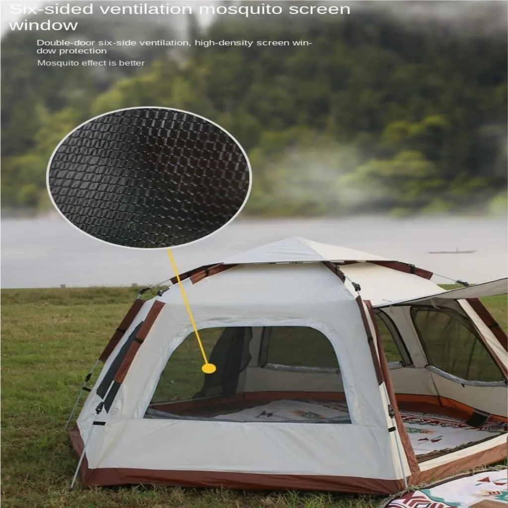 Spacious and Lightweight Hexagonal Tent Folding Portable Thickened No-Setup Family Camping Outdoor Fully Automatic Quick-Opening Tent Outdoor Tent