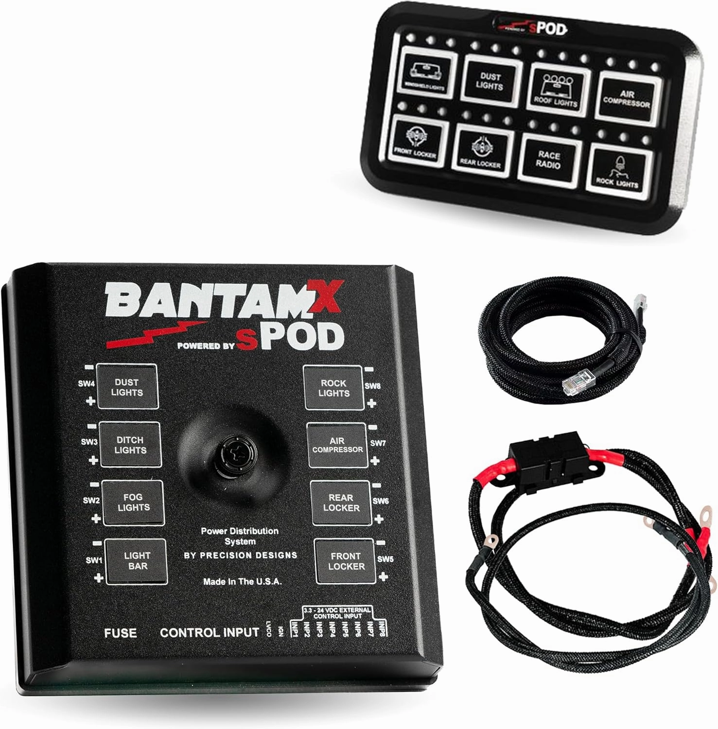 sPOD BantamX 8 Circuit Controller with HD Control Panel, Universal Fit (36-inch Battery Cable)