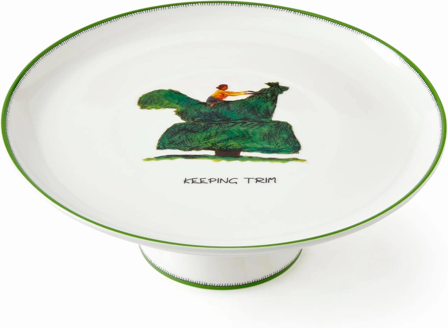 Spode Kit Kemp Doodle 10.7" Cake Stand | Keeping Trim Tagline | Fine China | Dishwasher Safe | Elegant Presentation | For Showcasing Cakes & Pastries | Ideal for Celebrations & Special Occasions