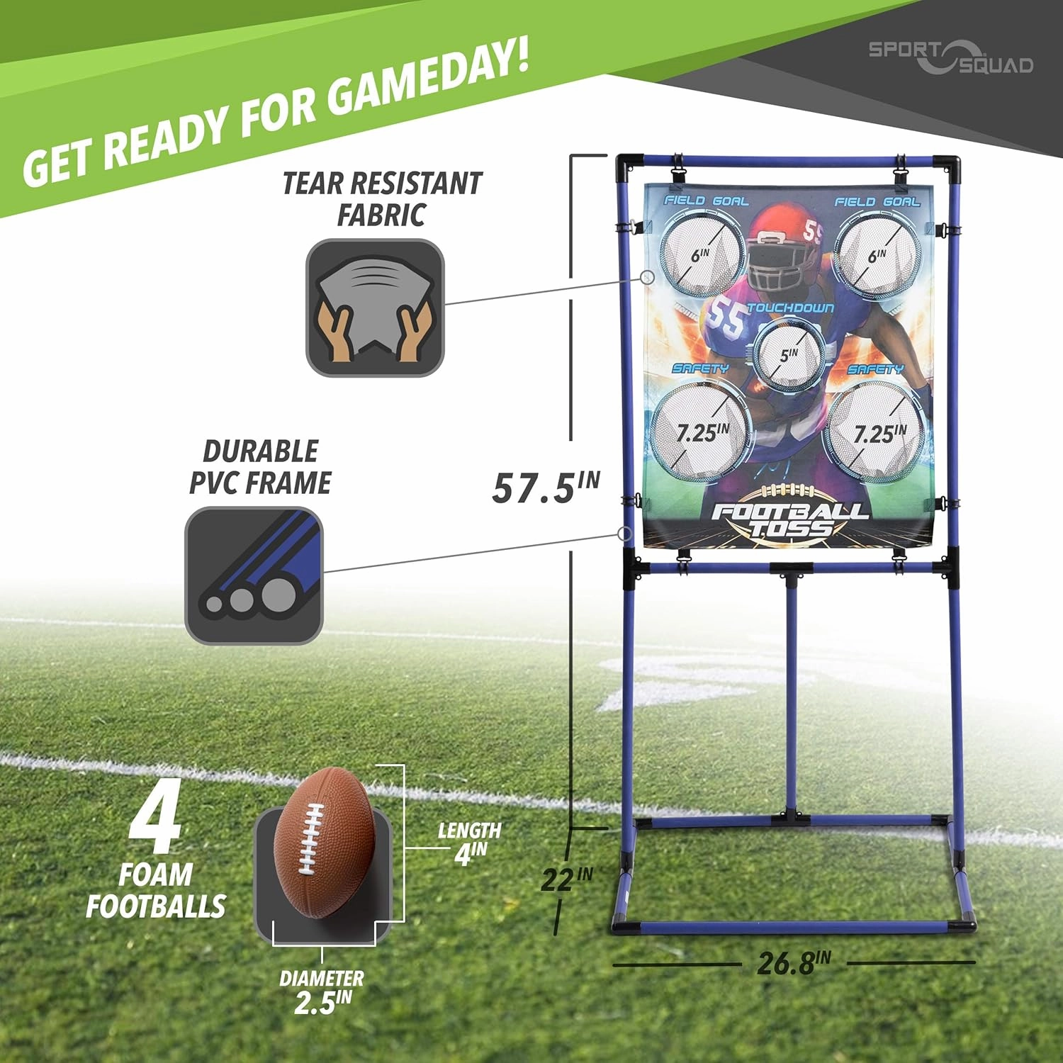 Sport Squad Target Toss Game Set - Choose Either Football Toss or Baseball Toss - Portable Indoor or Outdoor Design for Cookouts, Tailgates, or Backyard Fun -
