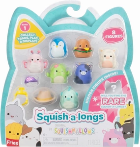Squish-a-longs 8 Pack - Series 1, Style 1 - (8) 1” Mini-Squish with 2 Accessories, Ring, and Collector’s Guide - Collect, Trade, & Play