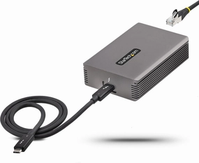 StarTech.com Thunderbolt 3 to Ethernet Adapter, 10GbE, Multi-Gigabit, Thunderbolt 3 to RJ45 Network Adapter, 10GBASE-T/5-2.5GBASE-T NIC, 10G Network Adapter Includes TB3 Cable, Win/Mac, TAA