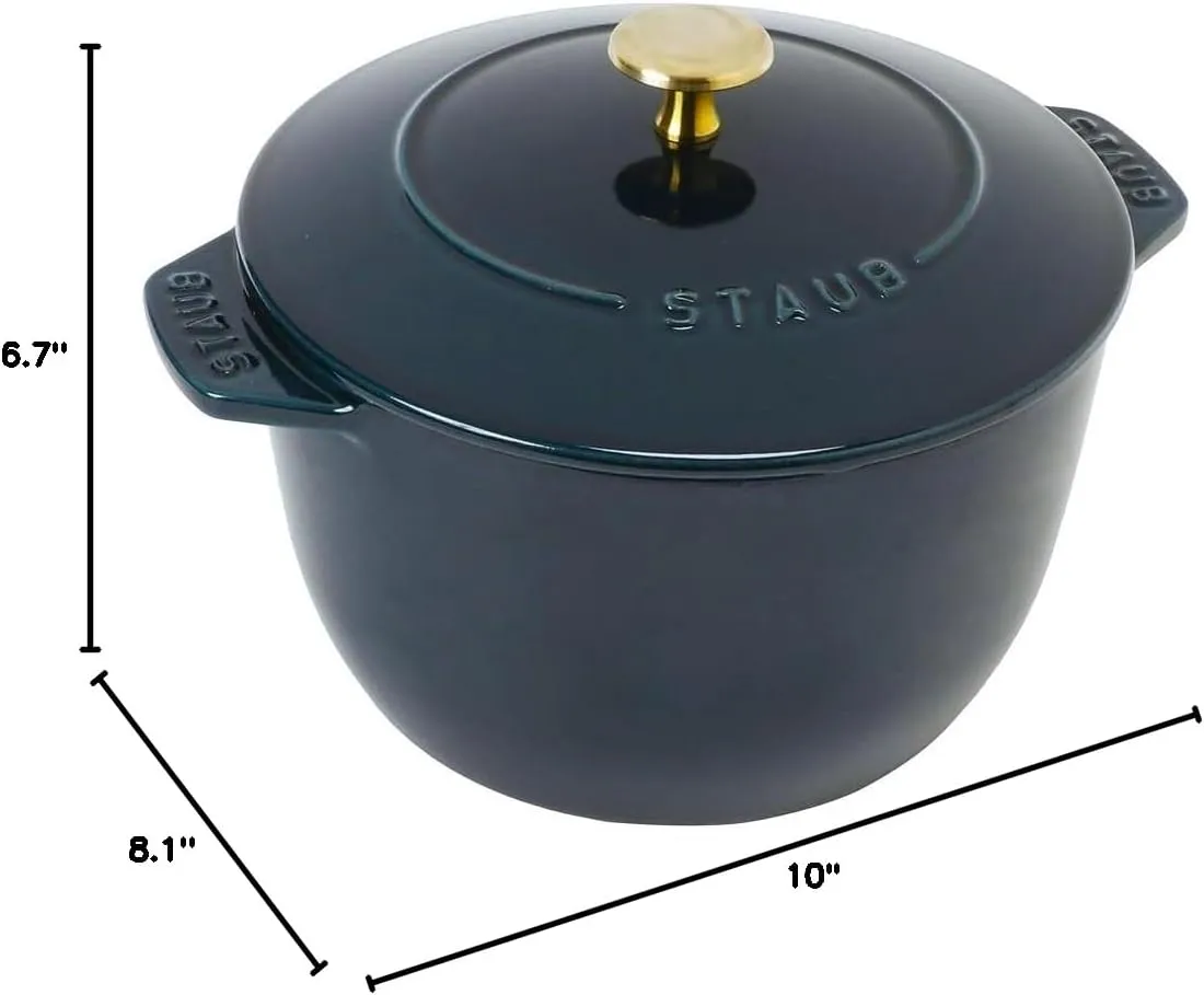 staub La Cocotte de GOHAN Z1026-040 La Cocotte de GOHAN LaMer L 7.9 inches (20 cm) Brass Knob Specifications Rice Pot, Rice Cooker, 3 Pieces, Cast Iron Pot, Induction Compatible
