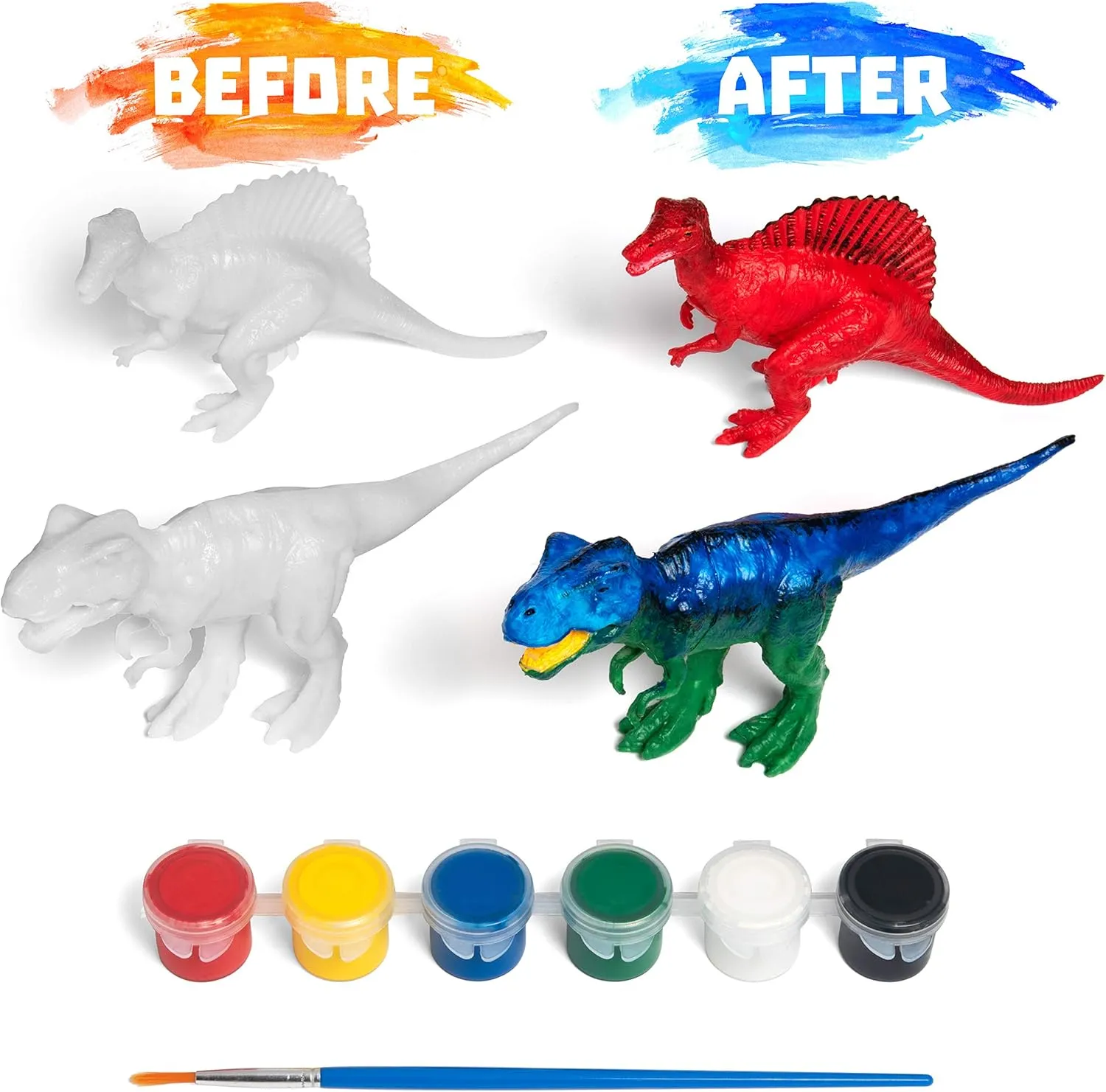STEM.org Dinosaur Painting Kit for Kids with Dino Trivia-Dinosaur Crafts for Kids Ages 3-5   w/ 2T-Rex Dinosaur Set - Screen Free, Educational Dinosaur Gifts for Boys, Dino Art Projects for Kids 4-6
