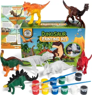 STEM.org Dinosaur Painting Kit for Kids with Dino Trivia-Dinosaur Crafts for Kids Ages 3-5   w/ 2T-Rex Dinosaur Set - Screen Free, Educational Dinosaur Gifts for Boys, Dino Art Projects for Kids 4-6