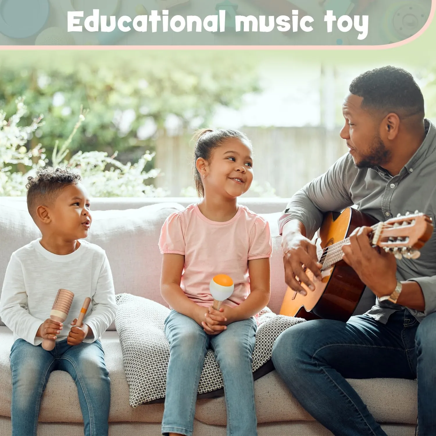 Stoie's Wooden Kids Musical Instruments for Babies and Toddlers 3-9 Years Old, Montessori Educational Music Toy with Xylophone, Tambourine, Hand Bell, Triangle, Maracas, Durable, Storage Bag, Unisex