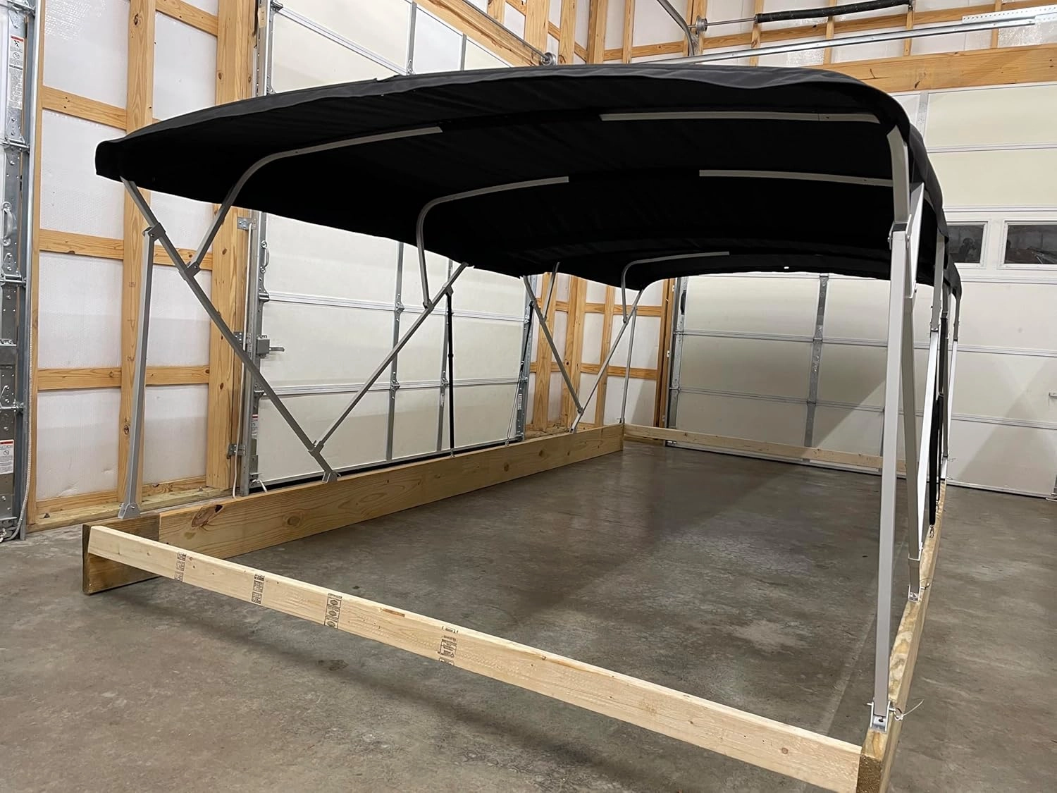SunPro Series, Lab Certified 50  UPF Double Pontoon Boat Bimini Top, Black, 17' Long, 8' Wide, fits 91-96" Wide, Complete Dual Kit, Frame, Canopies, Boots, Hardware
