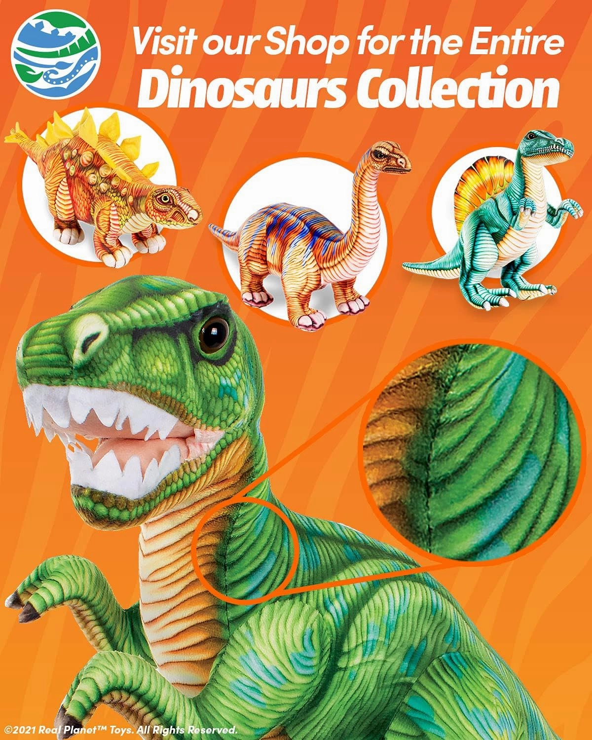 T Rex Stuffed Animal - Realistic Dinosaur Plush Toys, Dino Plushie, Cute Plush, Plush Dinosaur Stuffed Animal (19.5 Long)