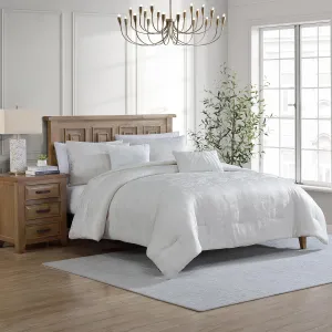 Tahari Home - King Size Comforter, 5-Piece Jacquard Bedding Set with Matching Shams & Decorative Pillows (Nikka Collection, Coconut Milk)