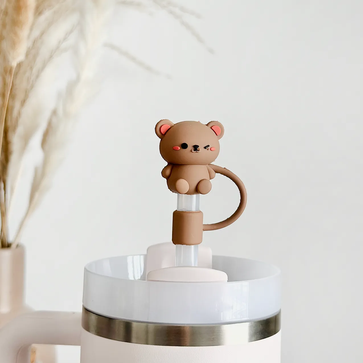Teddy Bear Straw Cover