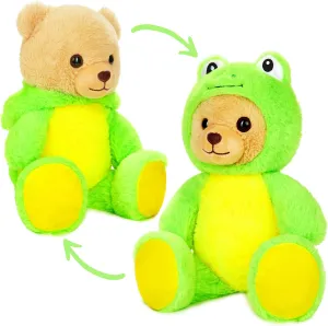 Teddy Frog - 10 Inch Teddy Bear in Frog Costume with Hood - Cuddly Toy for Cosy Adventures - Stuffed Animal for Children