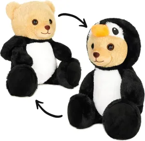 Teddy Penguin - 10 Inch Teddy Bear in Penguin Costume with Hood - Cuddly Toy for Cosy Adventures - Stuffed Animal for Children